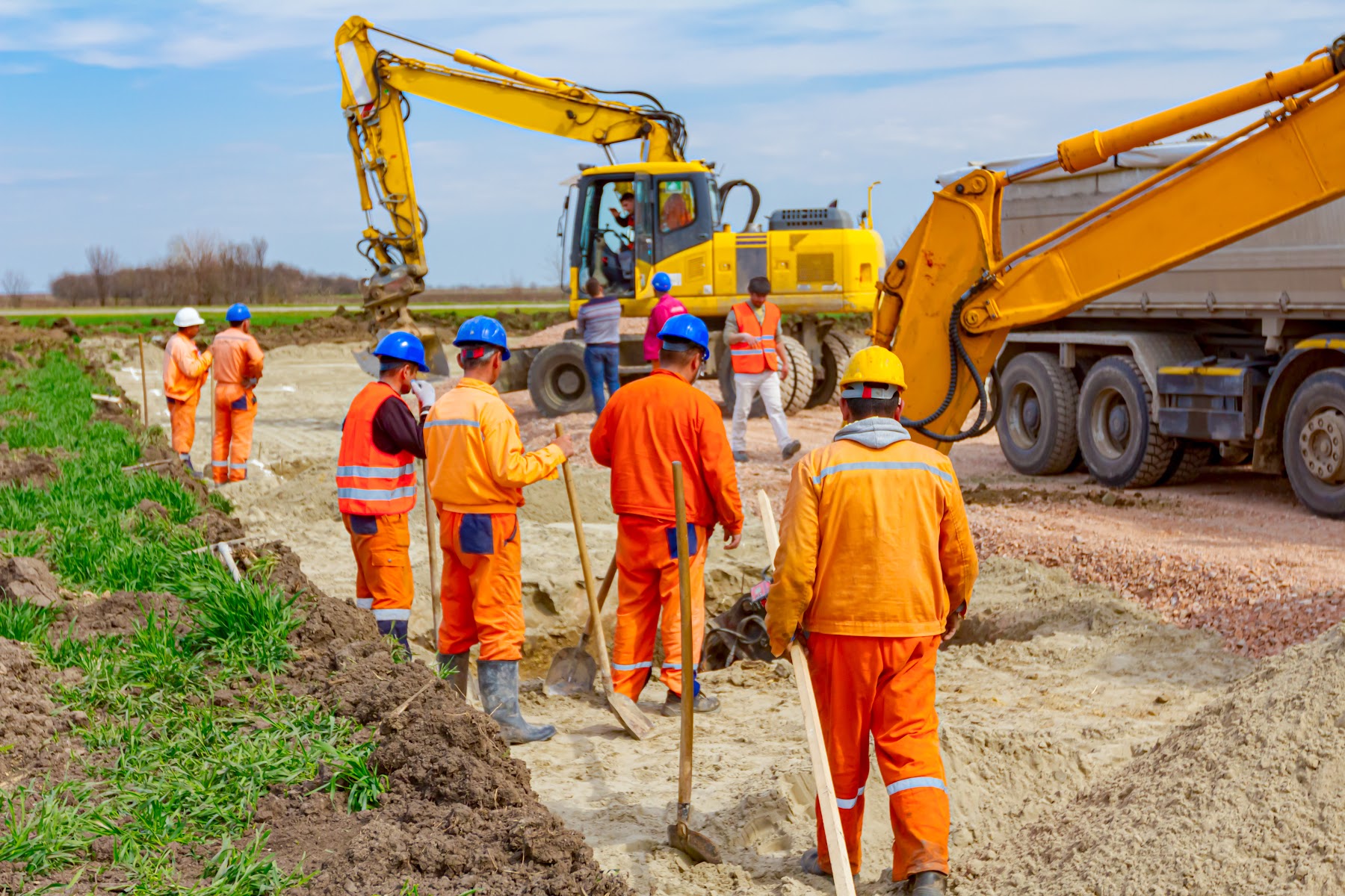 Chantier de travaux de réseau électrique